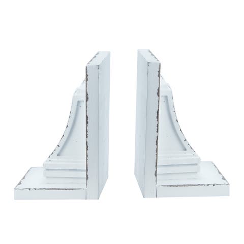 Wood 8 in. White Book Ends Set of 2