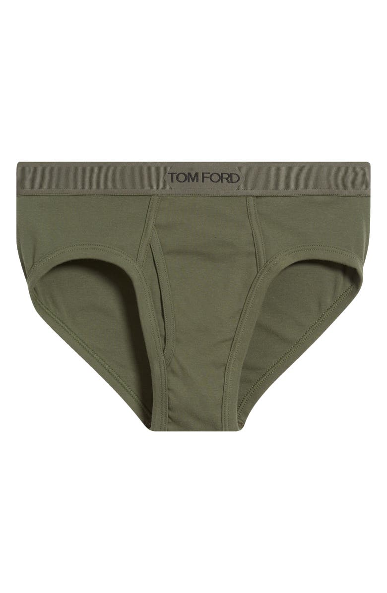 TOM FORD Cotton Stretch Jersey Briefs, Alternate, color, Military Green