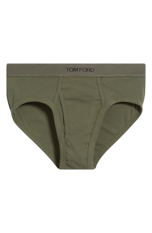 Tom Ford Cotton Stretch Jersey Briefs In Military Green