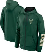 FANATICS Men's Fanatics  Hunter Green Milwaukee Bucks Baller Defender Performance Full-Zip Hoodie