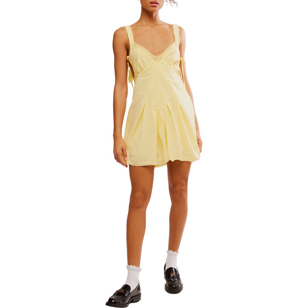 Free People Vivi Lace Trim Minidress In Mellow Yellow