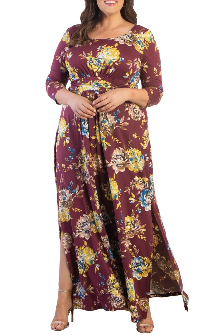 Maya Knit Maxi Dress, Alternate, color, BORDEAUX BLOOMS