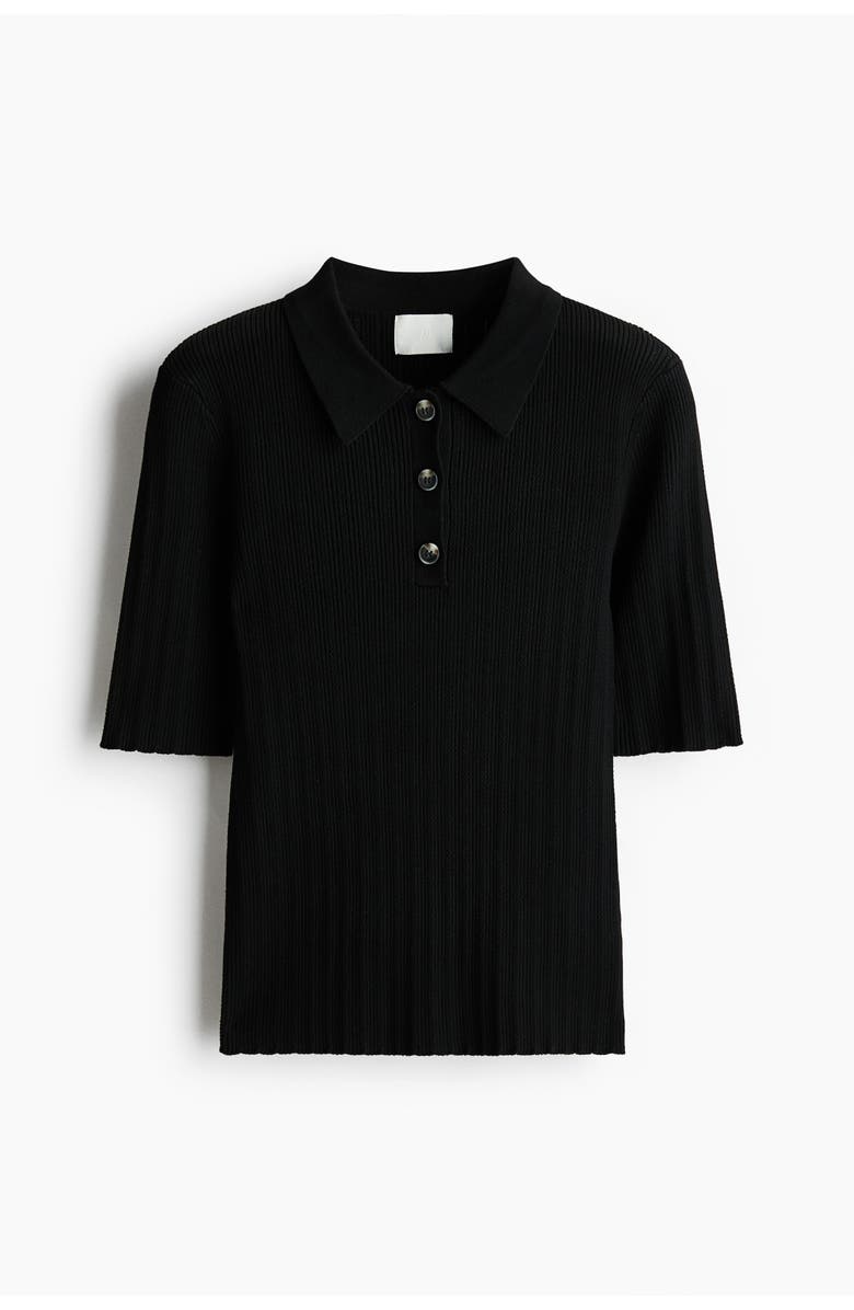 H&M Pointelle-knit Top, Main, color, Black