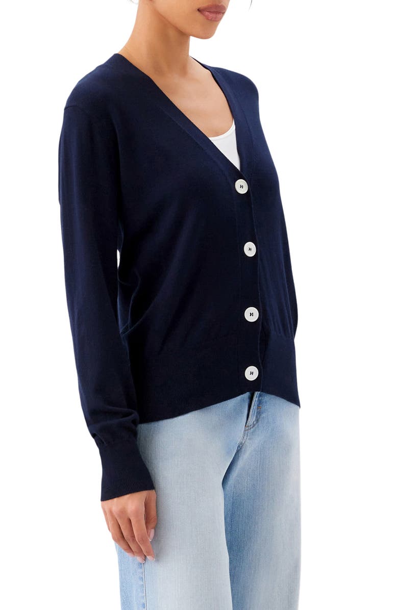 Karen Kane V-Neck Cardigan Sweater, Alternate, color, Navy