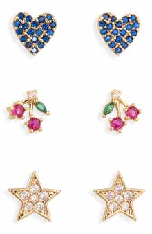 Heart Cherry & Star Set of 3 Stud Earrings