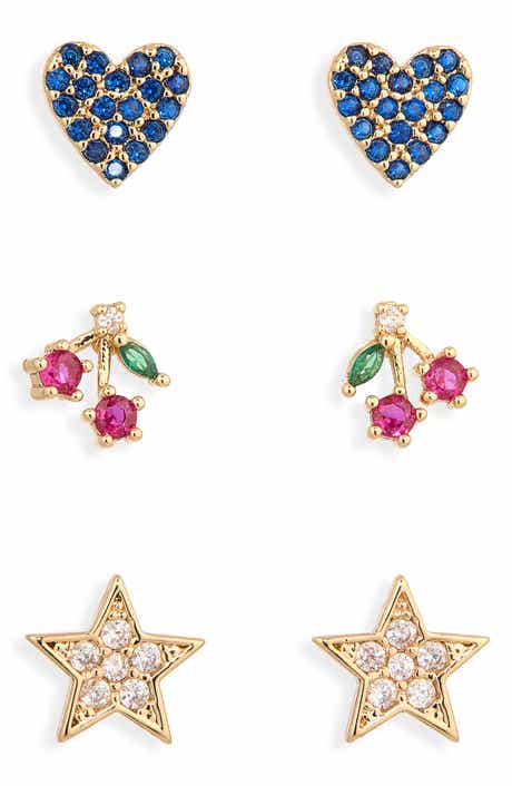 Heart Cherry & Star Set of 3 Stud Earrings