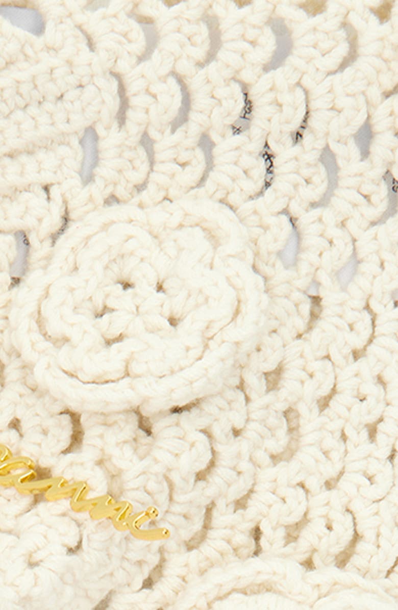 Ganni Crochet Head Scarf, Alternate, color, Egret