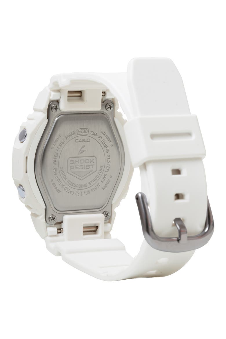 GMAP2100 Analog-Digital Resin Strap Watch, 40.2mm, Alternate, color, WHITE