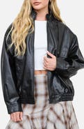 Blu Pepper Faux Leather Bomber Jacket