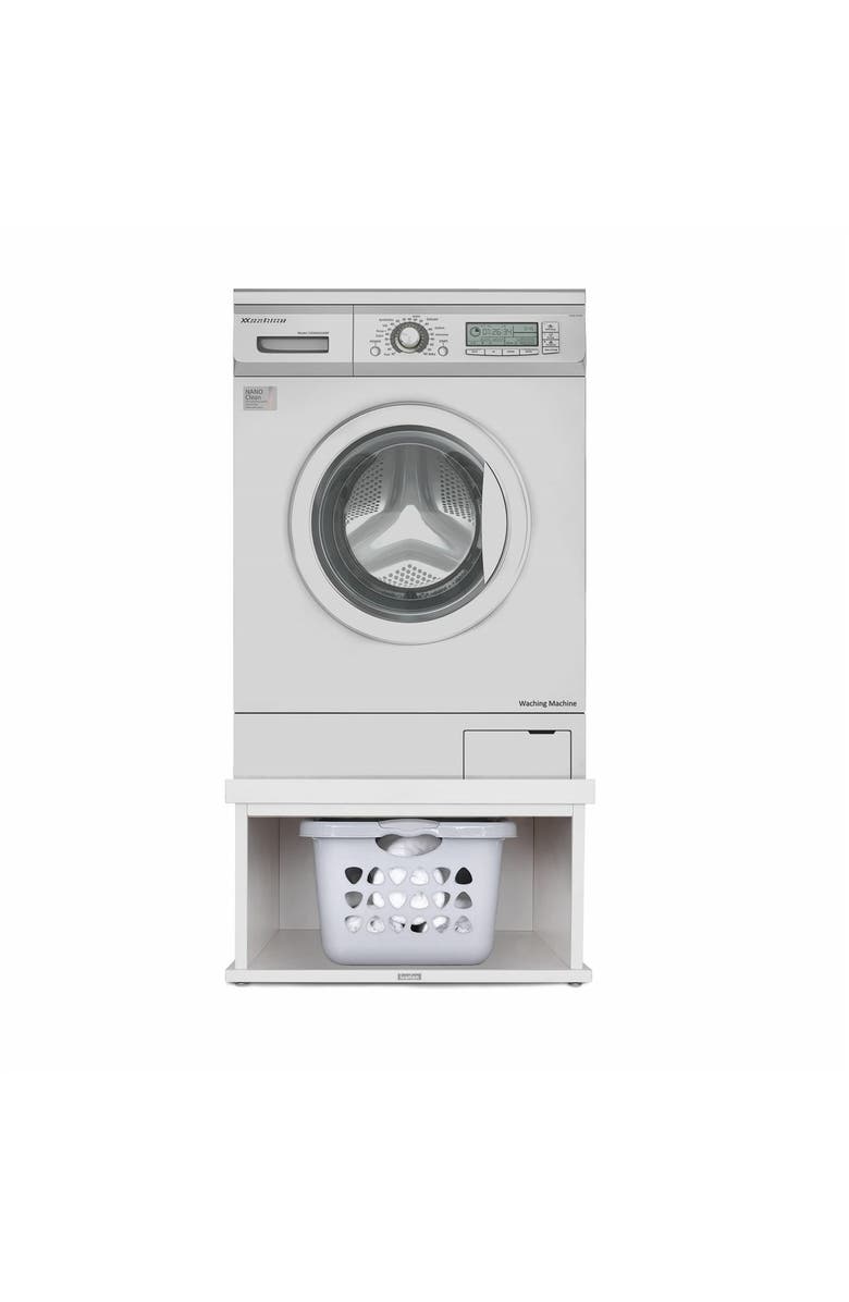 Ivation Wooden Laundry Pedestal for Washer & Dryer, 33.86x 29.92 Universal Fit, Main, color, White 1 Pack