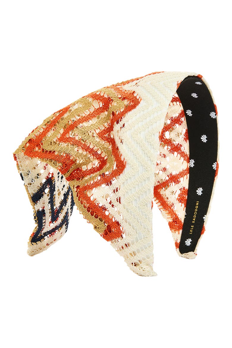 Jackie Handkerchief Headband, Main, color, CARAMEL CHEVRON