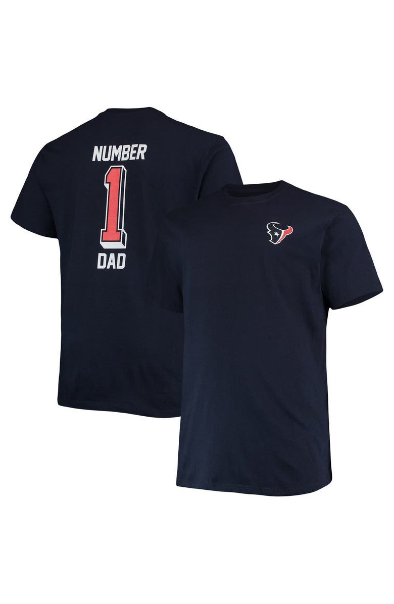 FANATICS Men's Fanatics Branded Navy Houston Texans Big & Tall #1 Dad 2-Hit T-Shirt, Alternate, color,