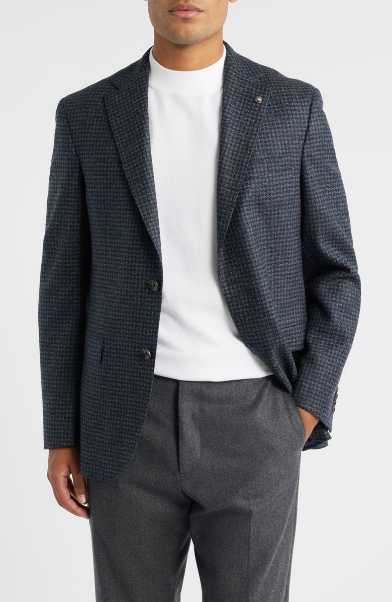 Jack Victor Midland Contemporary Fit Grey Houndstooth Wool & Cashmere Sport Coat, Main, color, Blue Grey