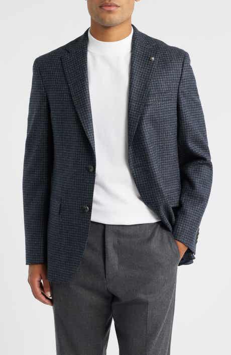 Jack Victor Midland Contemporary Fit Grey Houndstooth Wool & Cashmere Sport Coat