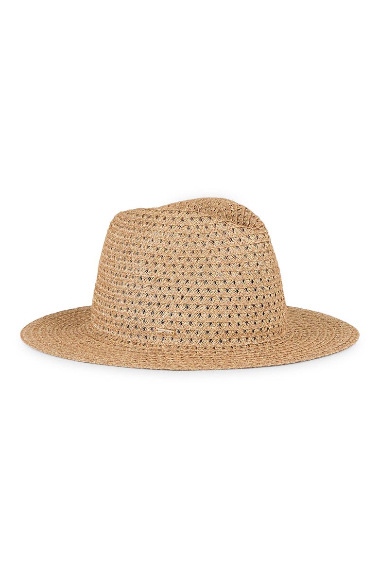 Lillian Packable Straw Fedora, Main, color, CAMEL/ GOLD