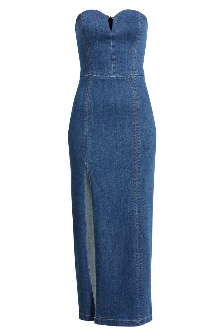 Strapless Denim Maxi Dress, Alternate, color, DENIM