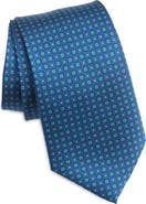 CLIFTON WILSON Neat Floral Medallion Silk Tie