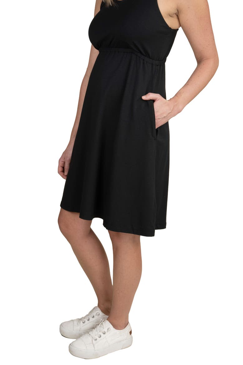 Empire Waist Sleeveless Maternity/Nursing Dress, Alternate, color, BLACK