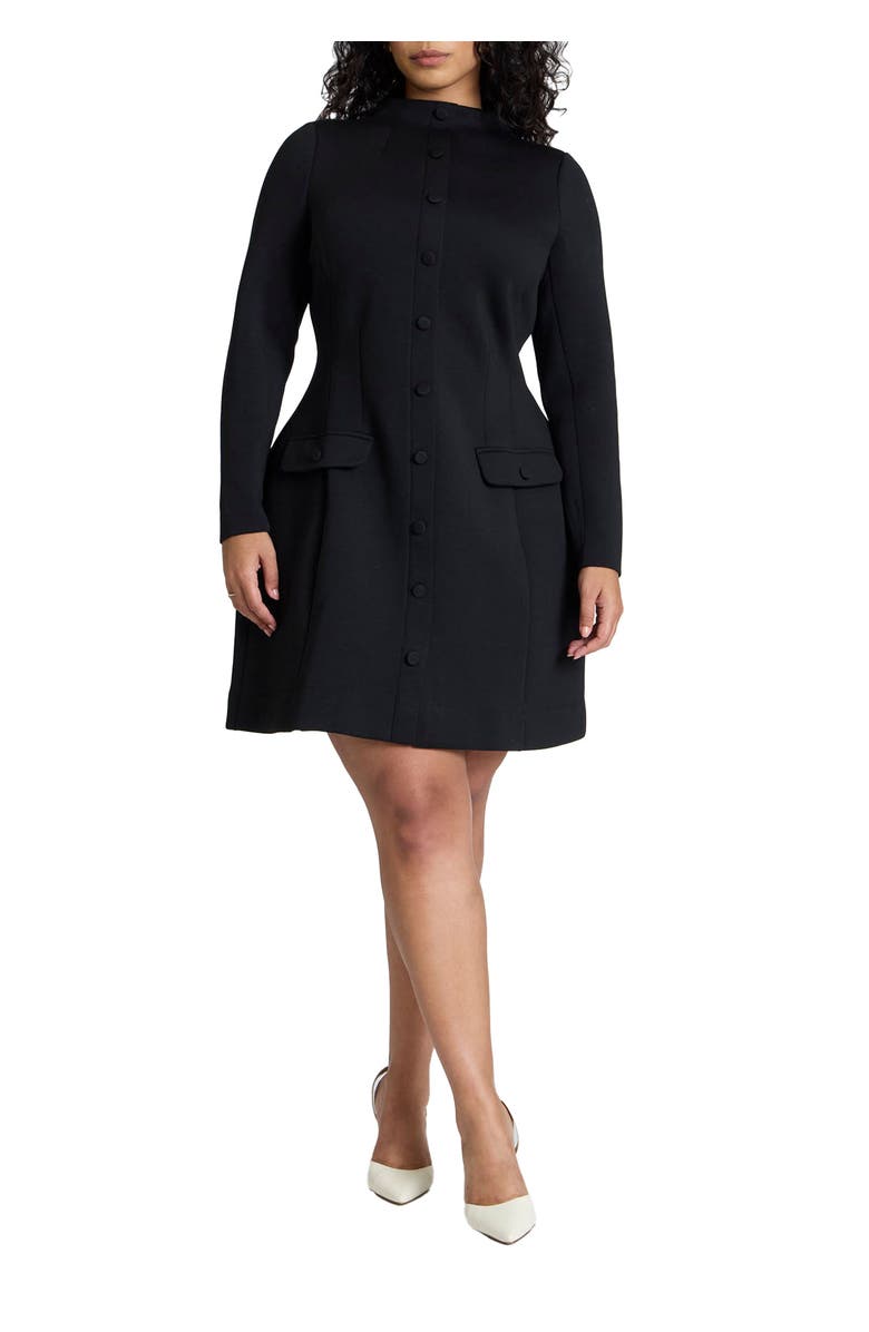 ELOQUII Mock Neck Mini Dress, Main, color, Black Onyx