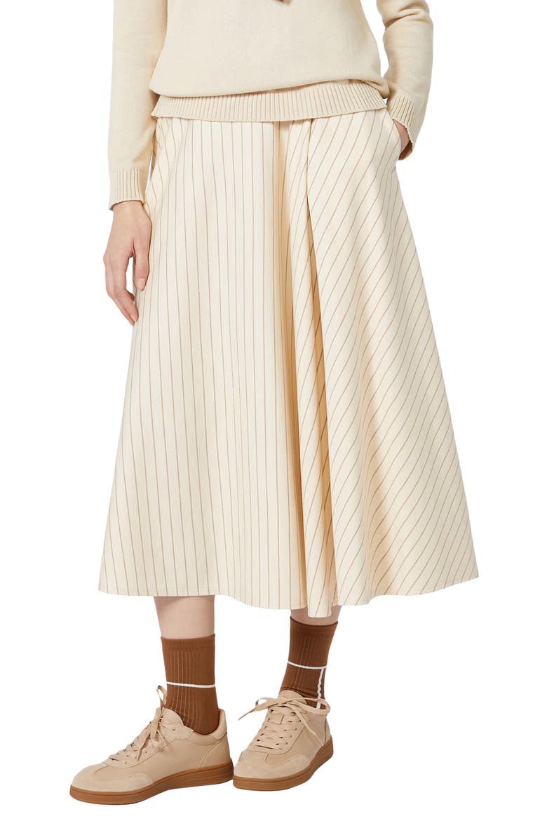 Pelota Stripe Jersey Midi Skirt, Alternate, color, IVORY