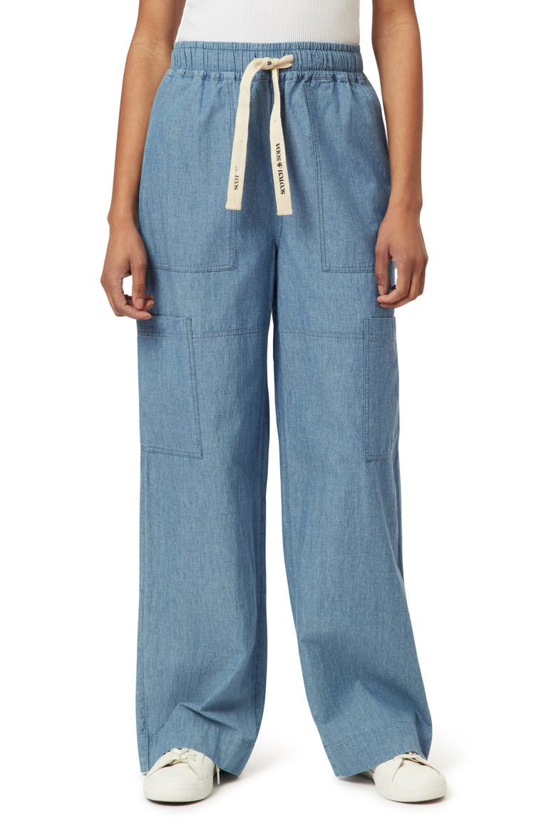 Noa Lightweight Chambray Straight Leg Pants, Main, color, BLUE MOON