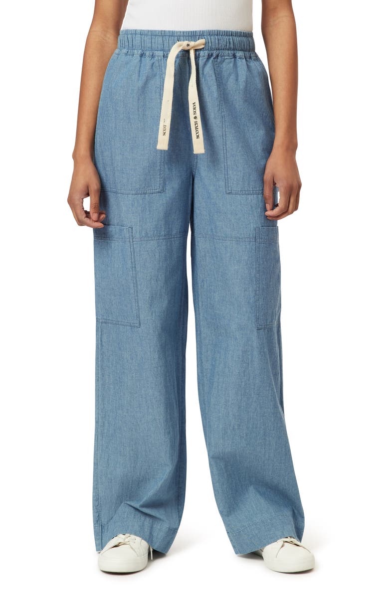 Scotch & Soda Noa Lightweight Chambray Straight Leg Pants, Main, color, Blue Moon