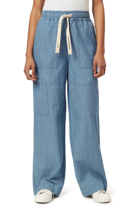 Noa Lightweight Chambray Straight Leg Pants (Blue Moon)