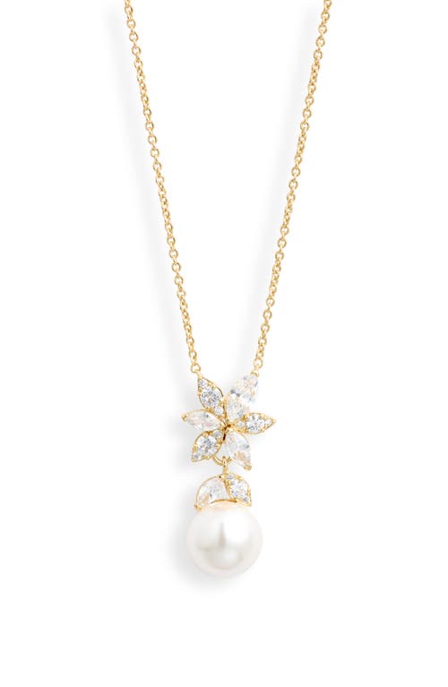 Nadri Under The Sea Cubic Zirconia & Faux Pearl Pendant Necklace In Gold