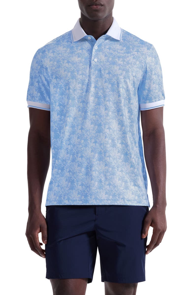 Bugatchi Three-Button Performance Polo, Main, color, Sky