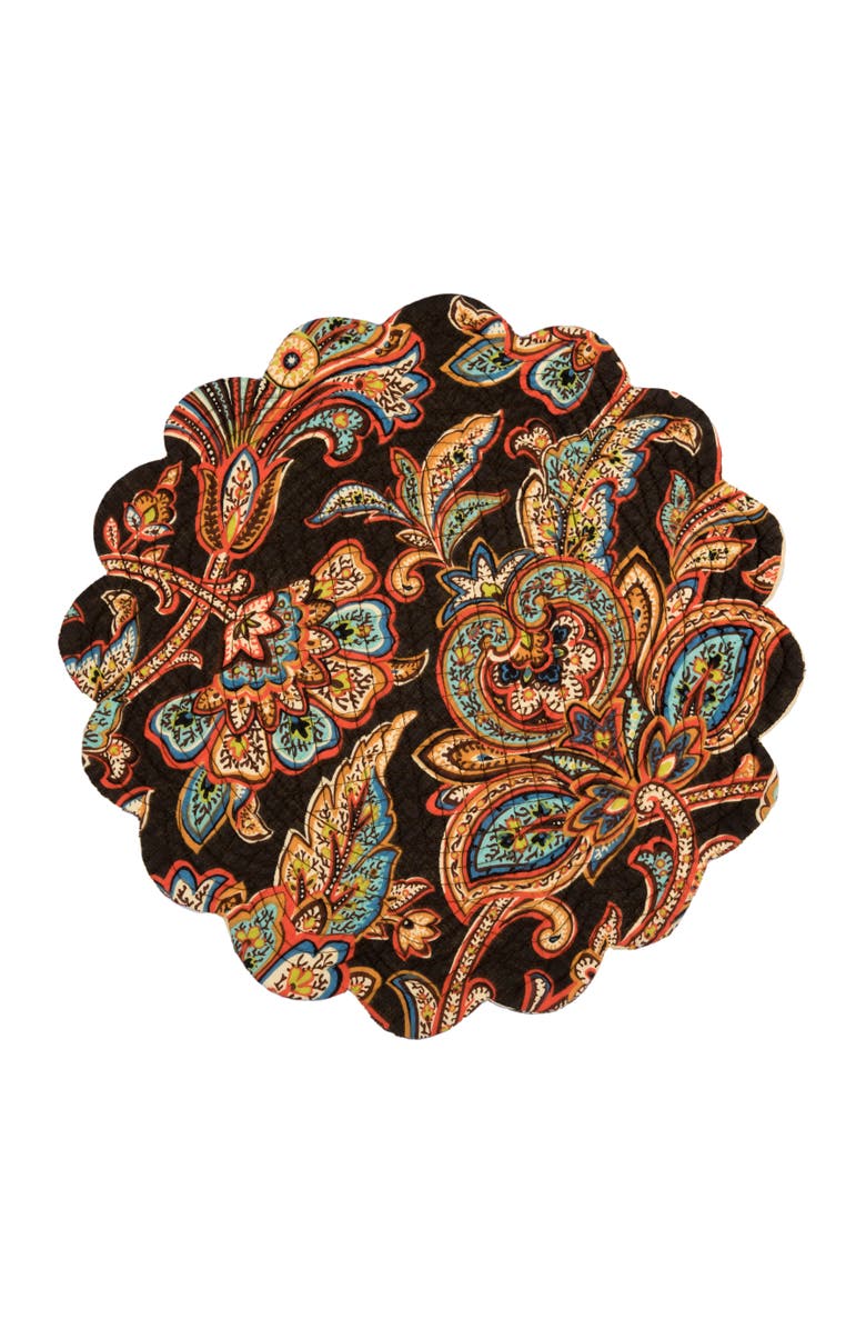 C&F Home Dorothy Autumnal Brown Quilted Scalloped Paisley Floral Accents Placemats Set of 6, 17", Alternate, color, Brown