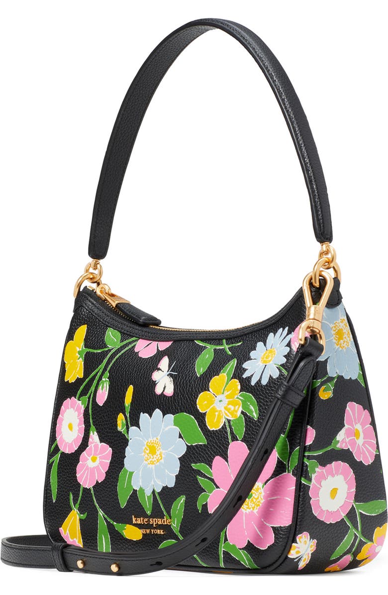 Kate Spade New York sam floral embossed pebble leather shoulder bag, Alternate, color,