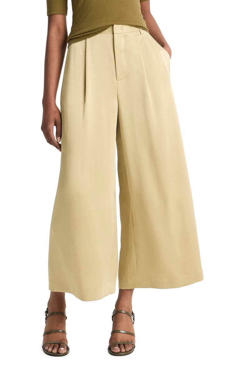 Mid Rise Satin Culottes, Main, color, PALE CLIFF