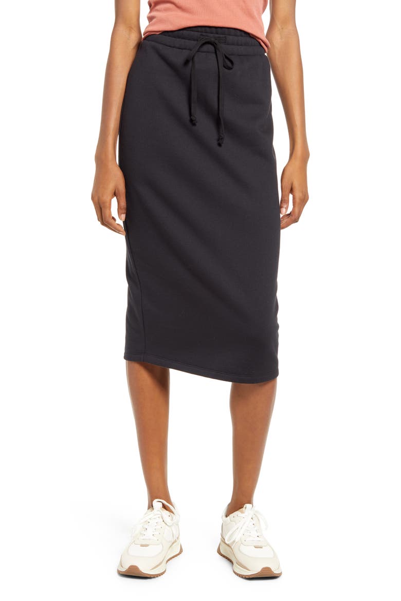 Drawstring Waist Knit Skirt, Main, color, BLACK
