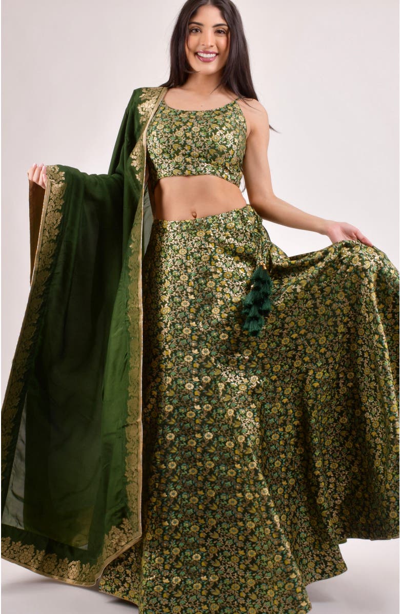 RAAS Beryl Banarasi Lehenga Choli Set, Alternate, color, Green