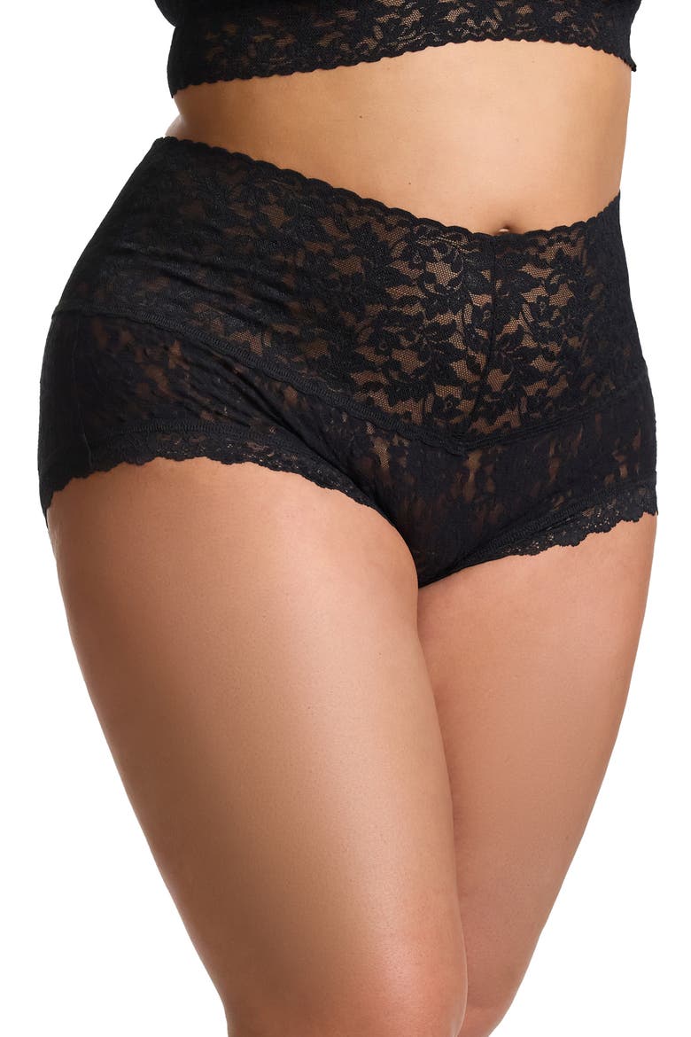 Retro Lace Boyshorts, Alternate, color, BLACK