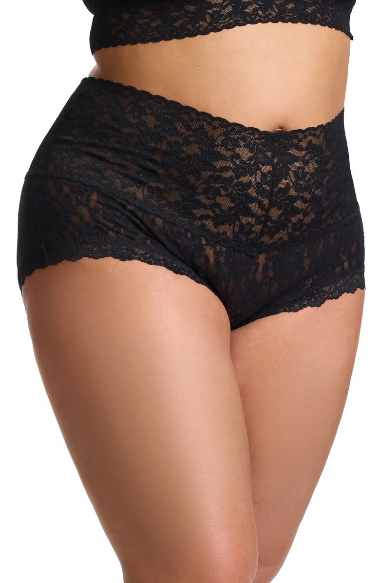 Hanky Panky Retro Lace Boyshorts, Alternate, color, Black