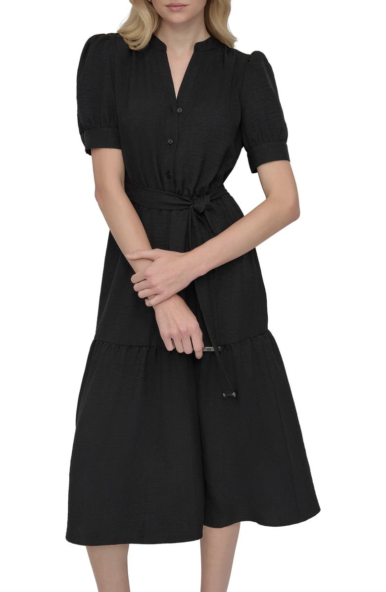 DKNY Puff Sleeve Midi Shirtdress, Alternate, color,