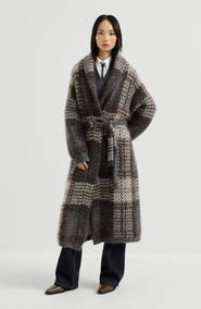 Brunello Cucinelli Dazzling tartan double knit coat in mohair, virgin wool and cashmere
