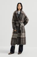 Brunello Cucinelli Dazzling tartan double knit coat in mohair, virgin wool and cashmere