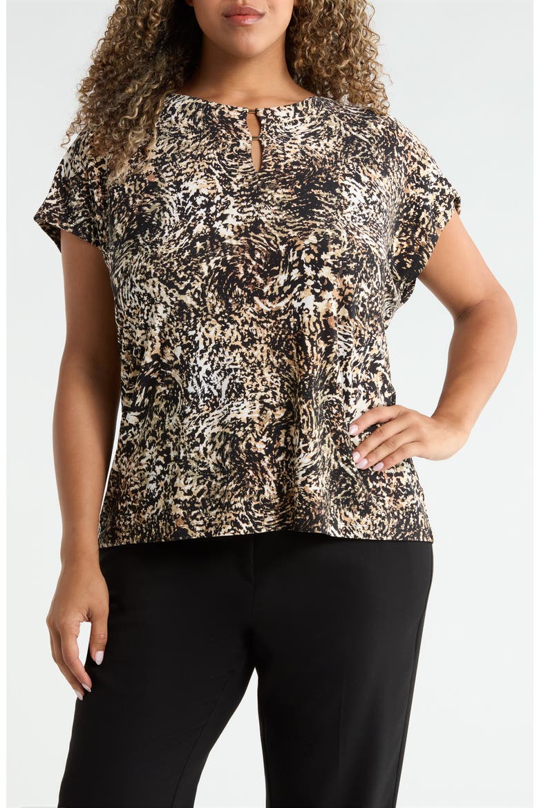 Extended Shoulder Double Trim Top, Main, color, JONES BLACK MULTI