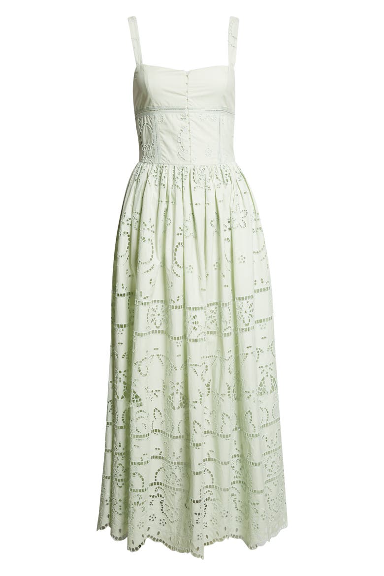 Anya Embroidered Cotton Maxi Dress, Alternate, color, LIGHT SAGE