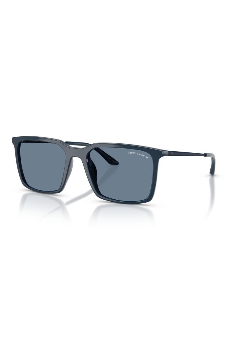 55mm Square Sunglasses, Alternate, color, SHINY BLUE / DARK BLUE POLAR