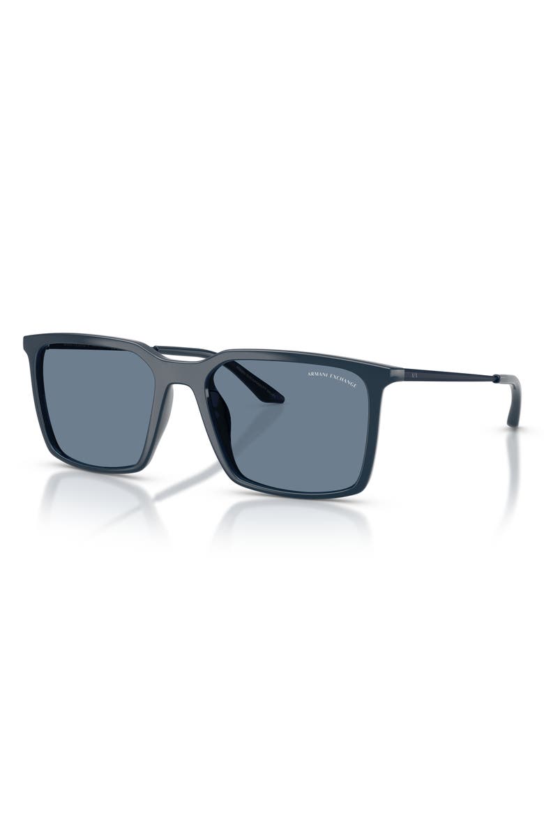 Armani Exchange 55mm Square Sunglasses, Alternate, color, Shiny Blue / Dark Blue Polar
