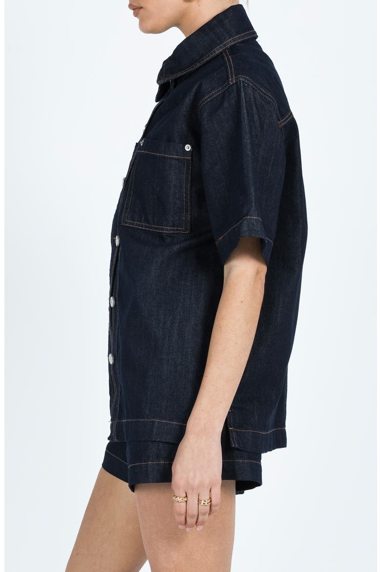 Whitaker Short Sleeve Denim Shacket, Alternate, color, BLUE