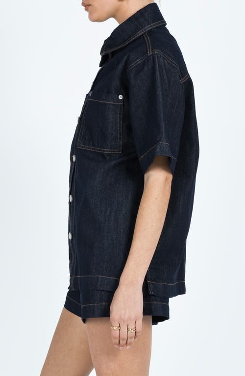 Princess Polly Whitaker Short Sleeve Denim Shacket In Blue