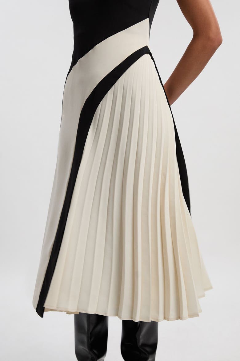 Colour Block High Neck Midi Dress, Alternate, color, Mono