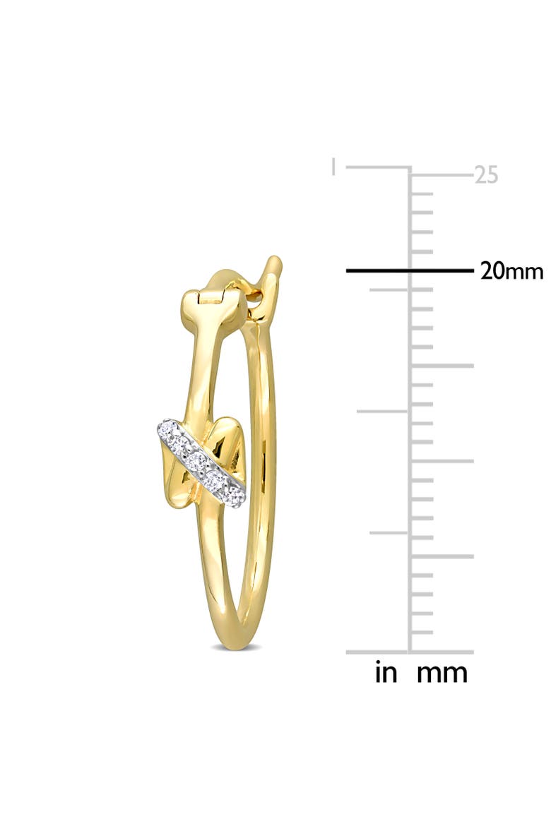 Diamond Crossover Motif Hoop Earrings 14k, Alternate, color, Yellow Gold