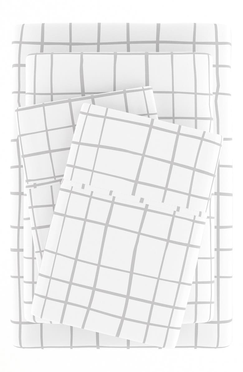 HOMESPUN HOME SPUN Premium Ultra Soft Crossroad Pattern 4-Piece Bed Sheets Set, Alternate, color, Light Gray