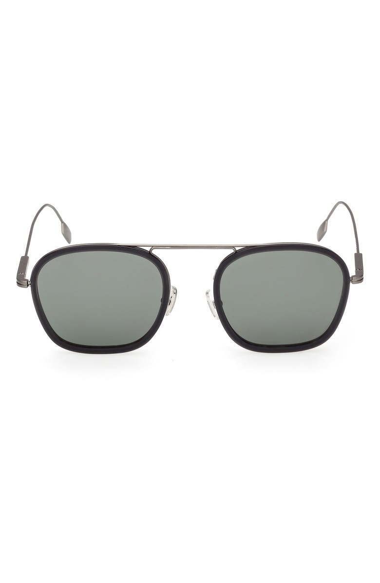 ZEGNA 51mm Navigator Sunglasses, Main, color, Satin Dark Grey / Milky Grey
