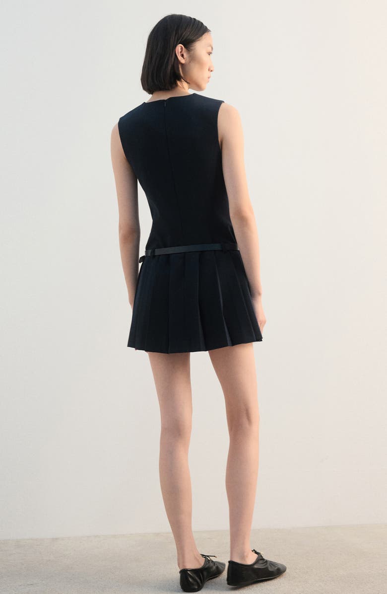 MANGO Sleeveless Pleated Minidress, Alternate, color, Navy